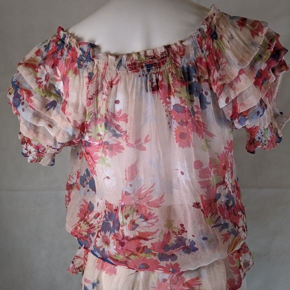 Rampage Pink Floral Ruffled Shirt w/ Ruffled Waist - Picture 3 of 3